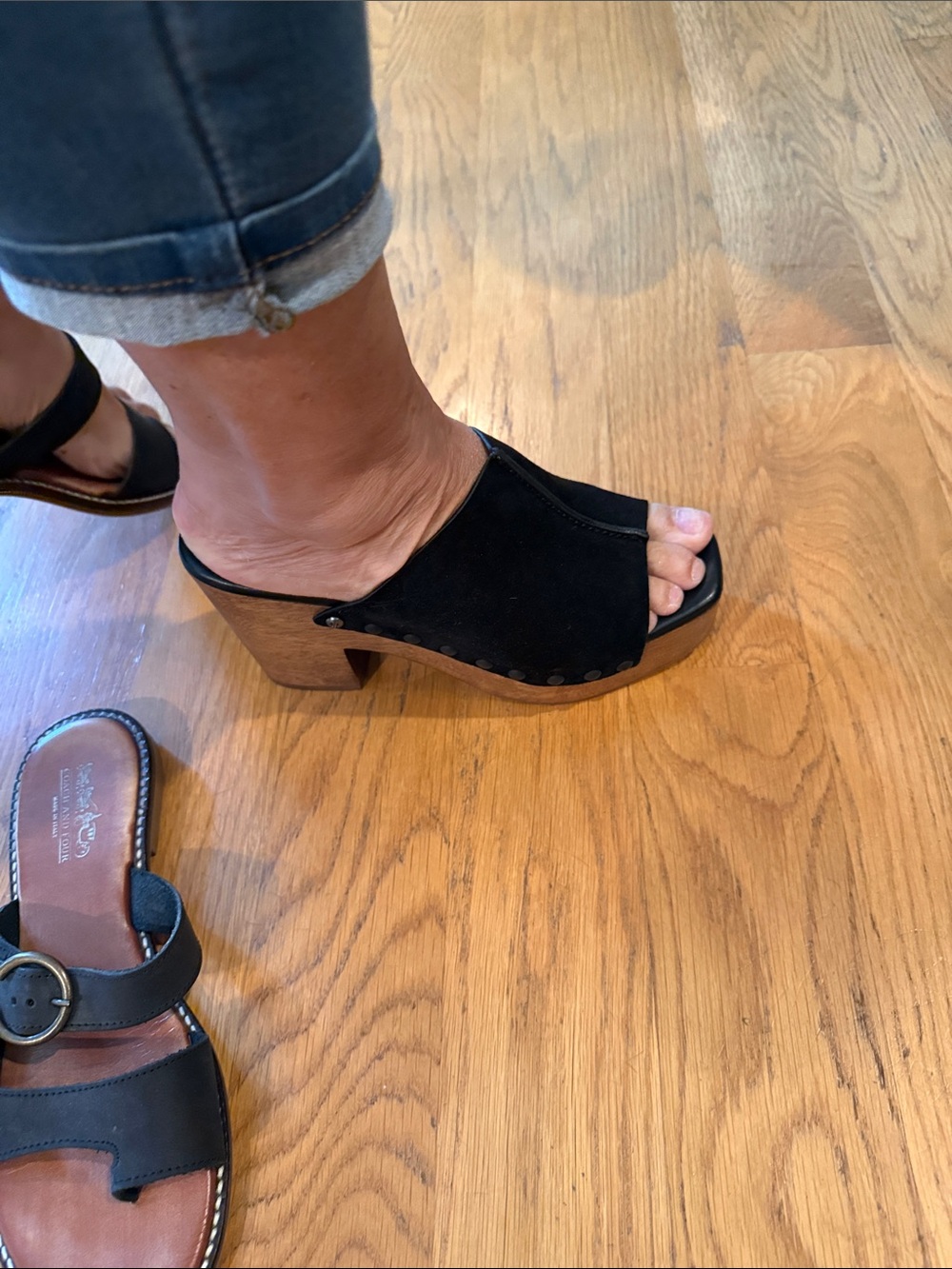 Sam Edelman Josselyn Black Suede Wooden Clog Mule Sandals Size 6 - Picture 12 of 12